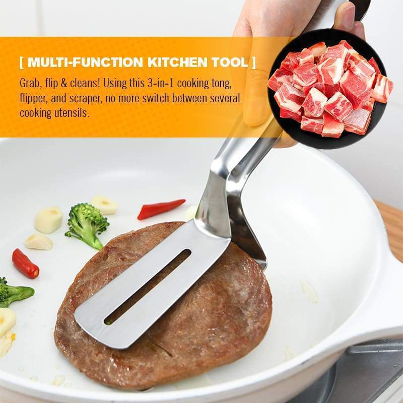 PINZA PARA BARBACOA Y COCINA 3 EN 1 DE ACERO INOXIDABLE